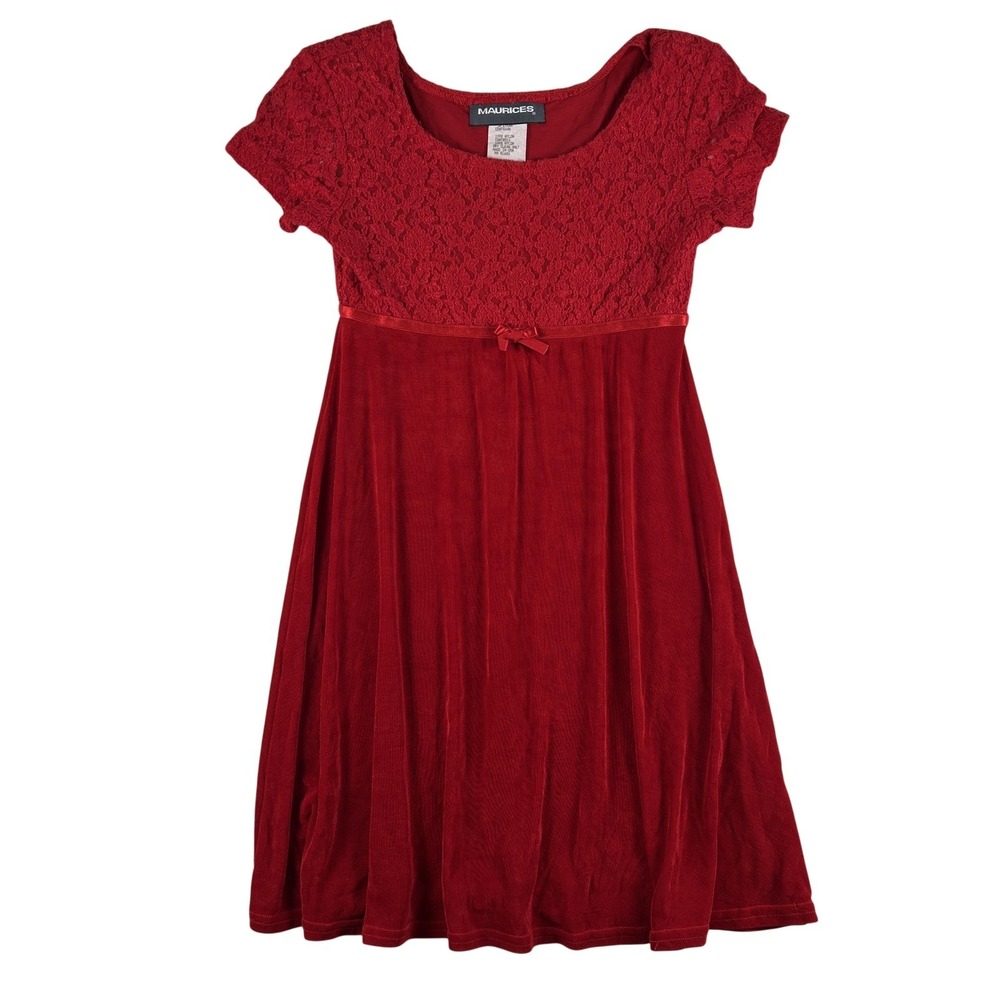 Vtg Maurices Dress Womens Small Lace Scoop Neck Fit & Flare Babydoll Y2K USA Bow